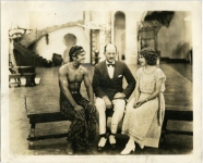 Mary Pickford, Douglas Fairbanks and Frank Case on the set of The Thief of Bagdad - 1924 