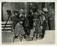 Mary Pickford breaking from dream sequence on the set of Suds with Charles Rosher, John Frances Dillon - 1920