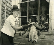 Mary Pickford visits orphans - 1937 