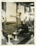 Mary Pickford and the ship's athletic instructor, aboard the Rex returning from Italy - 1930