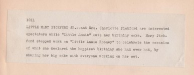 rb510 - Mary's birthday with Charlotte - back w. description, Little Annie Rooney 1925