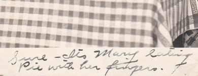 rb551 - Mary eating pie -  description/writing closeup, Rebecca of Sunnybrook Farm 1917