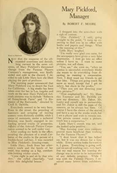 Motion Picture Classic August 1917 – Mary Pickford, Manager