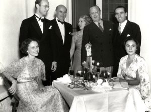 From left to right: Frances Goldwyn, John Abbott, Sam Goldwyn, Mary Pickford, Jesse Laky, Harold Llyod, Iris Barry