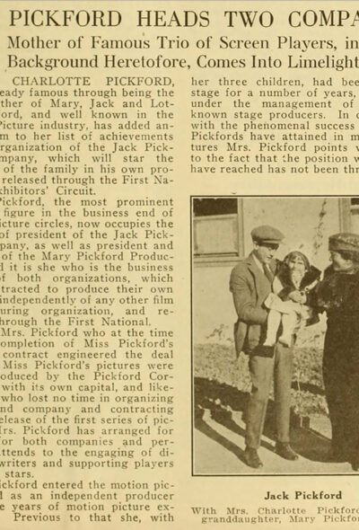 Mrs. Pickford Heads Two Companies