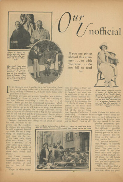 Motion Picture Magazine 1926 – Our Unofficial Ambassadors